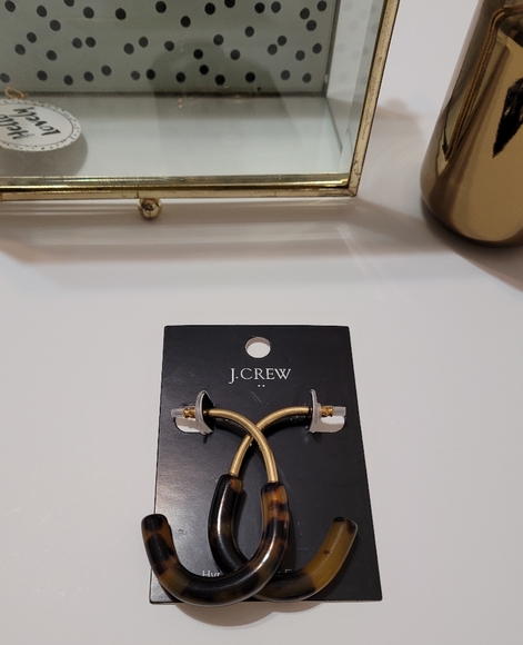 J Crew  Tortoise metal hoop earrings - Picture 3 of 4
